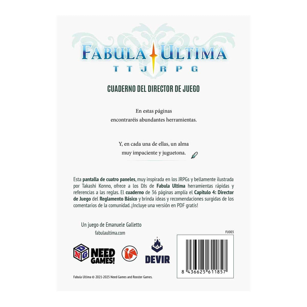 Fabula Ultima - Pantalla y Cuaderno del director de juego