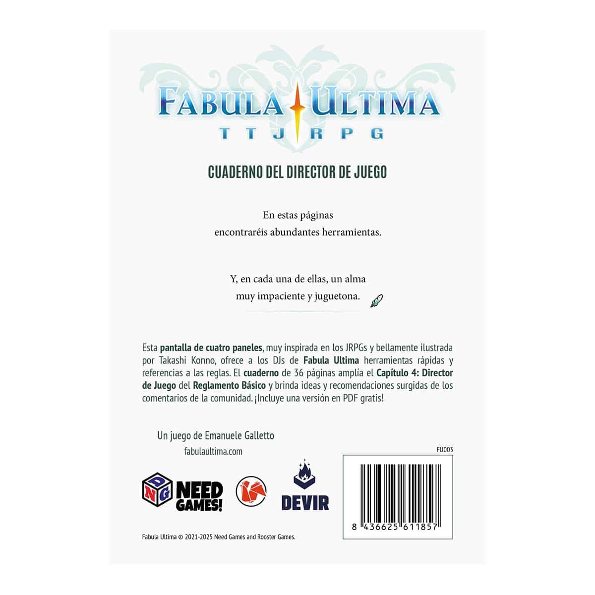 Fabula Ultima - Pantalla y Cuaderno del director de juego
