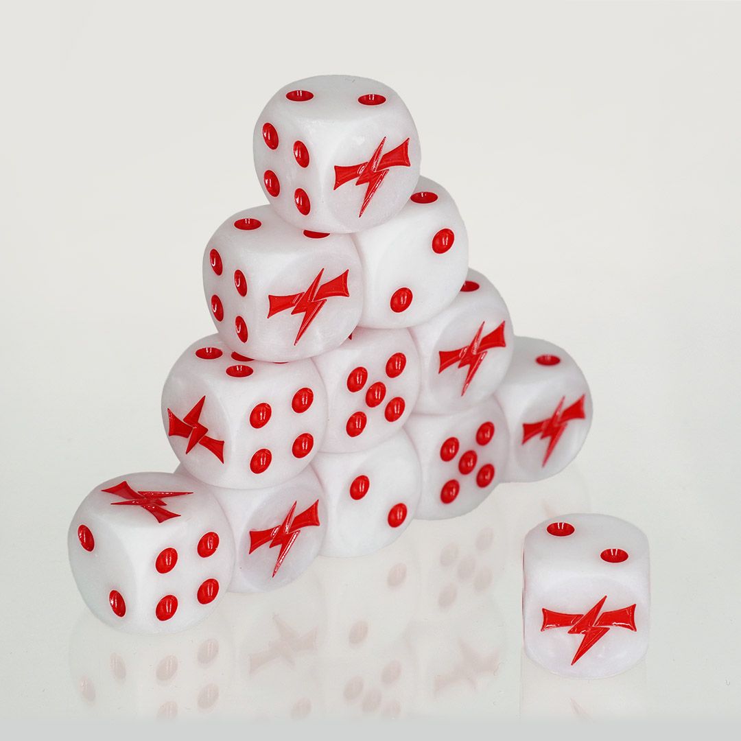 Dados blancos mate para jugar Cicatrices Blancas