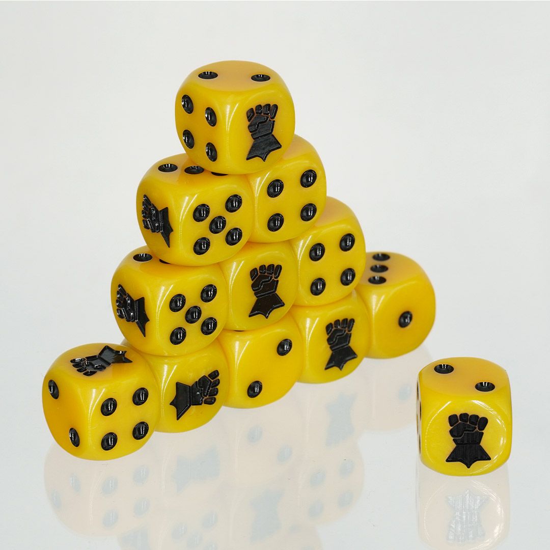 Dados amarillos para jugar Puños Imperiales
